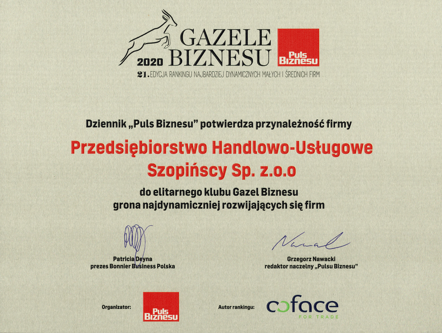 certyfika-Gazele-2020-MG-Szopińscy-Chojnice